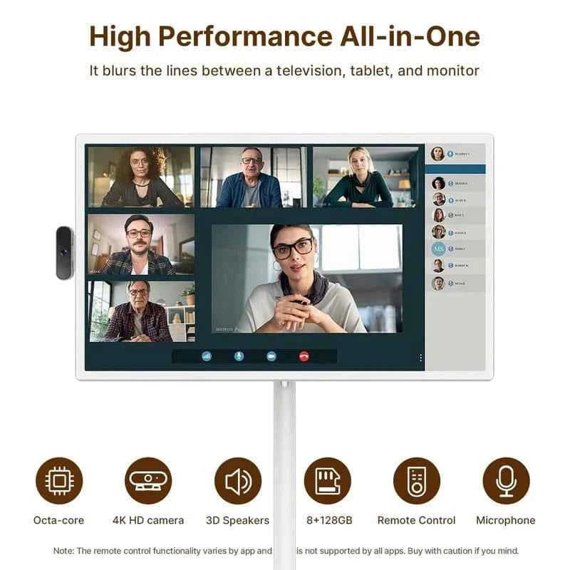 PinGo Portable TV – 32″ Smart Tablet TV with Wheels & 60/90 Hz