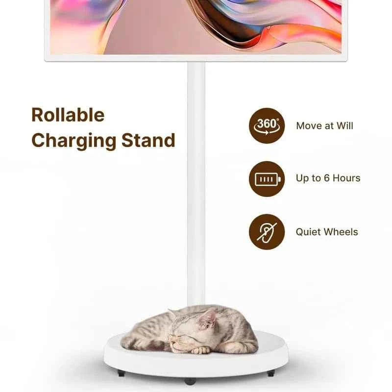 PinGo Portable TV – 32″ Smart Tablet TV with Wheels & 60/90 Hz