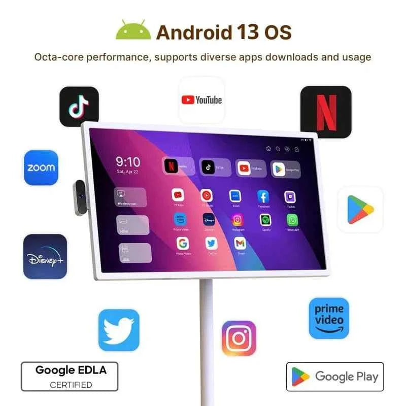PinGo Portable TV – 32″ Smart Tablet TV with Wheels & 60/90 Hz