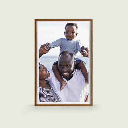 Pinpin 2.0 Aluminum Digital Frame — Wood-Grain Style