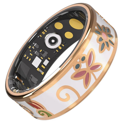 Artisan Enamel Smart Ring for Women | Rose Gold Health & Sleep Tracker | No Monthly Fees