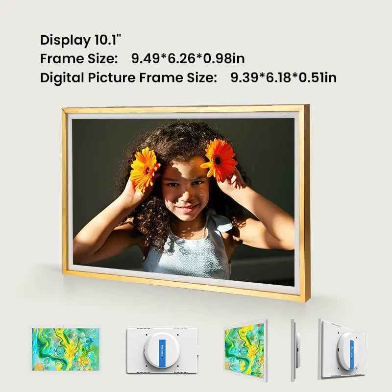 Pinpin 2.0 Aluminum Digital Frame — Sleek Golden