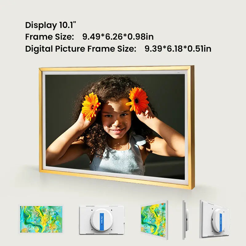 Pinpin Digital Picture Frame - WiFi Enabled with Gold Aluminum Trim PinturaLife
