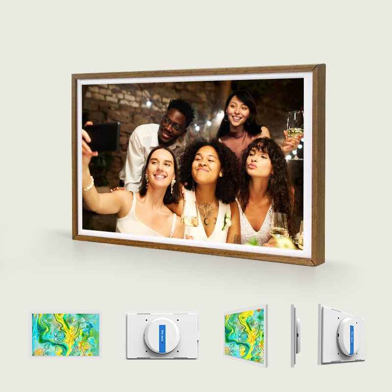 Pinpin 2.0 Aluminum Digital Frame — Wood-Grain Style