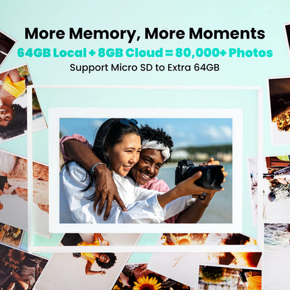 Pintura 10.1" Cordless Digital Picture Frame with Battery (7350mAh) - FHD 1920x1200 Touch Screen, Magnetic Charging, 64GB ROM