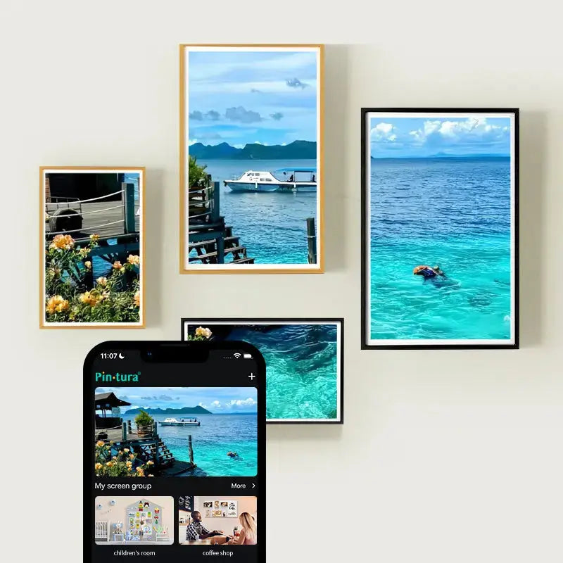 Pinpin Magnetic Multi-Screen Digital Frame: A Wall Adorned with Various Framed Pictures，free serial adapter - PinturaLife