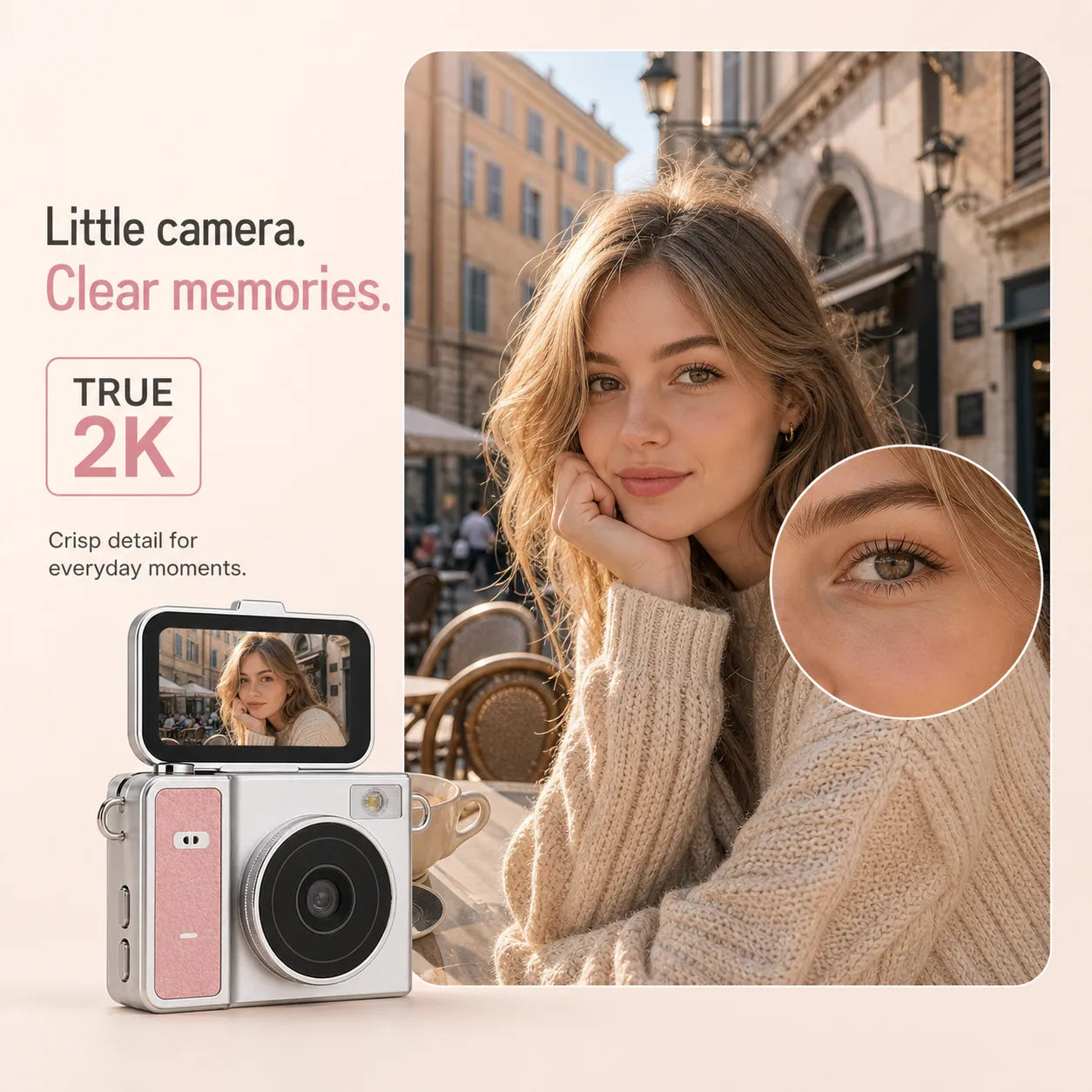 Pintura Mini Keychain Camera with Flip Screen