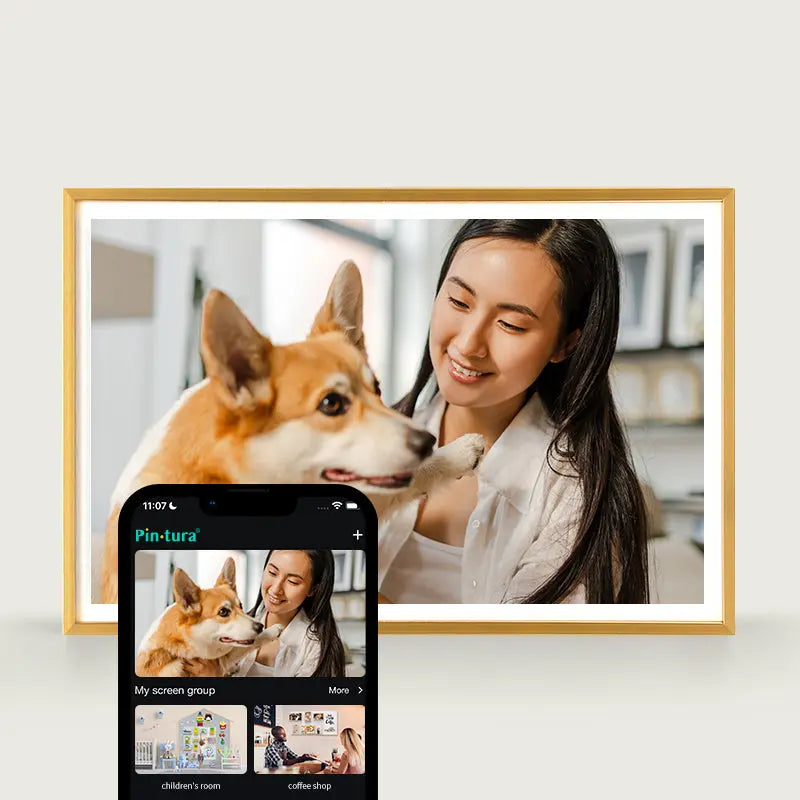 Pinpin Digital Picture Frame - WiFi Enabled with Gold Aluminum Trim PinturaLife