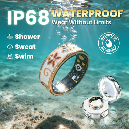 Artisan Enamel Smart Ring for Women | Rose Gold Health & Sleep Tracker | No Monthly Fees