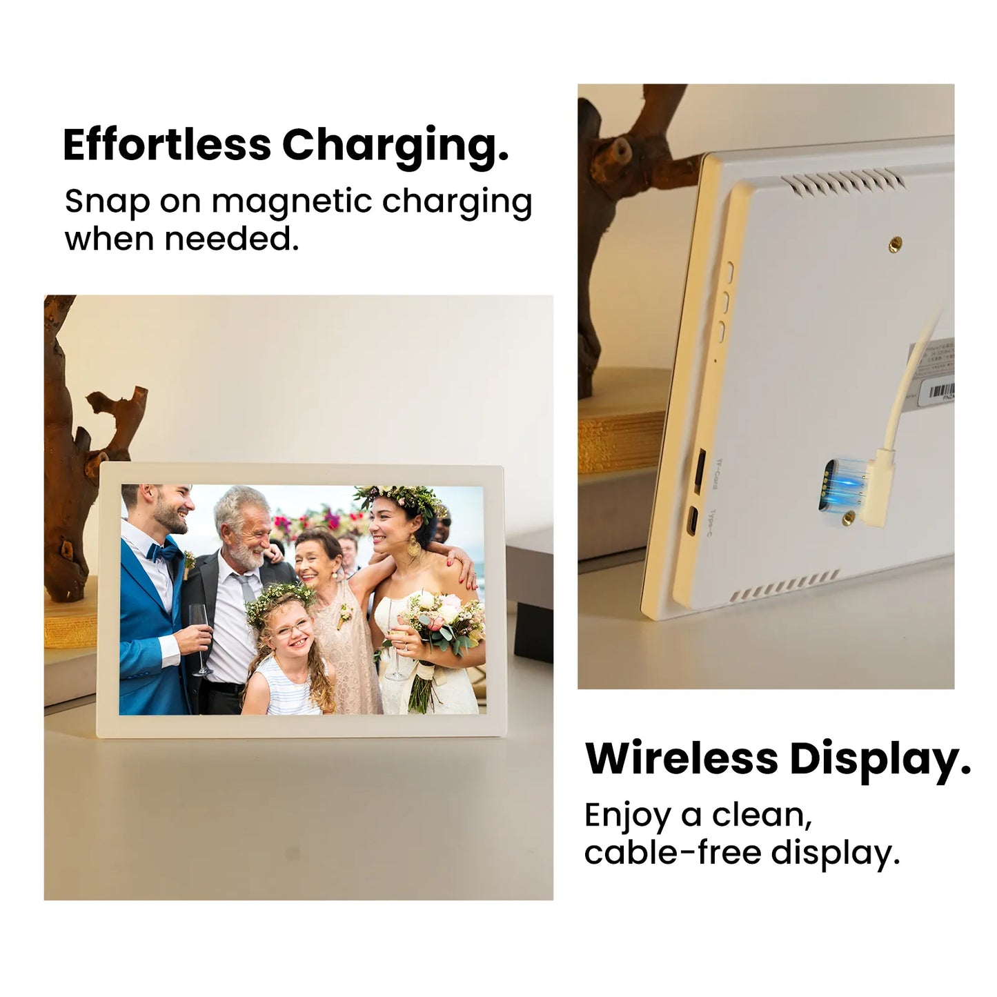 Pintura 10.1" Cordless Digital Picture Frame with Battery (7350mAh) - FHD 1920x1200 Touch Screen, Magnetic Charging, 64GB ROM