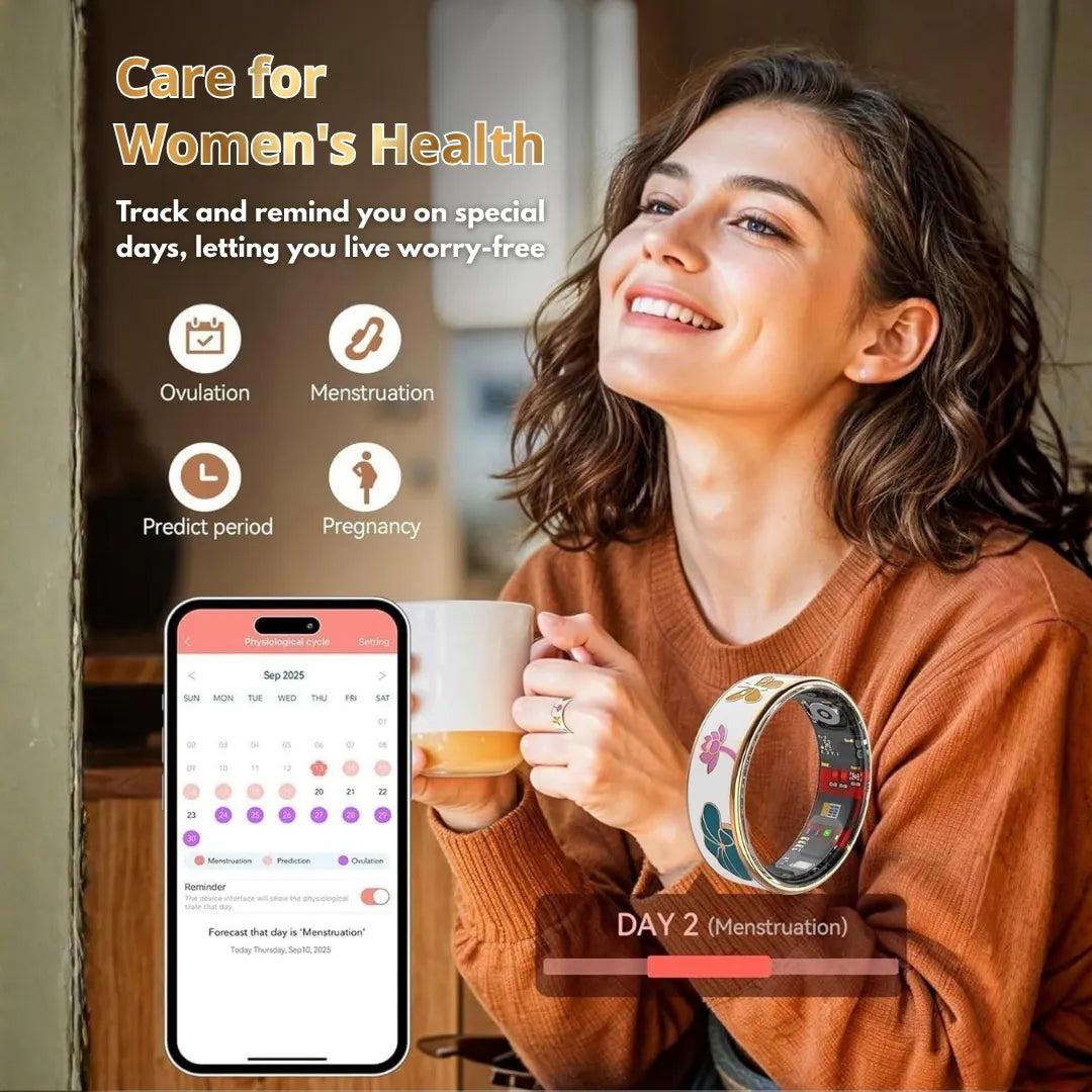 Artisan Enamel Smart Ring for Women | Rose Gold Health & Sleep Tracker | No Monthly Fees