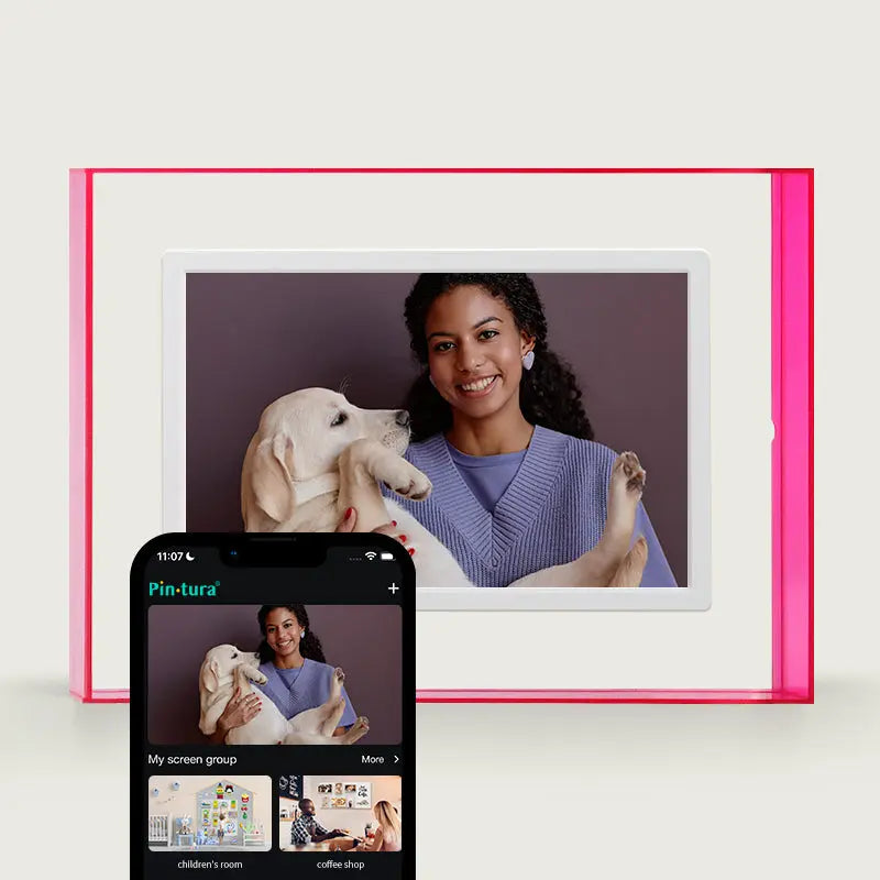 Smart Pink Acrylic WiFi Digital Frame: Pinpin Photo Display PinturaLife
