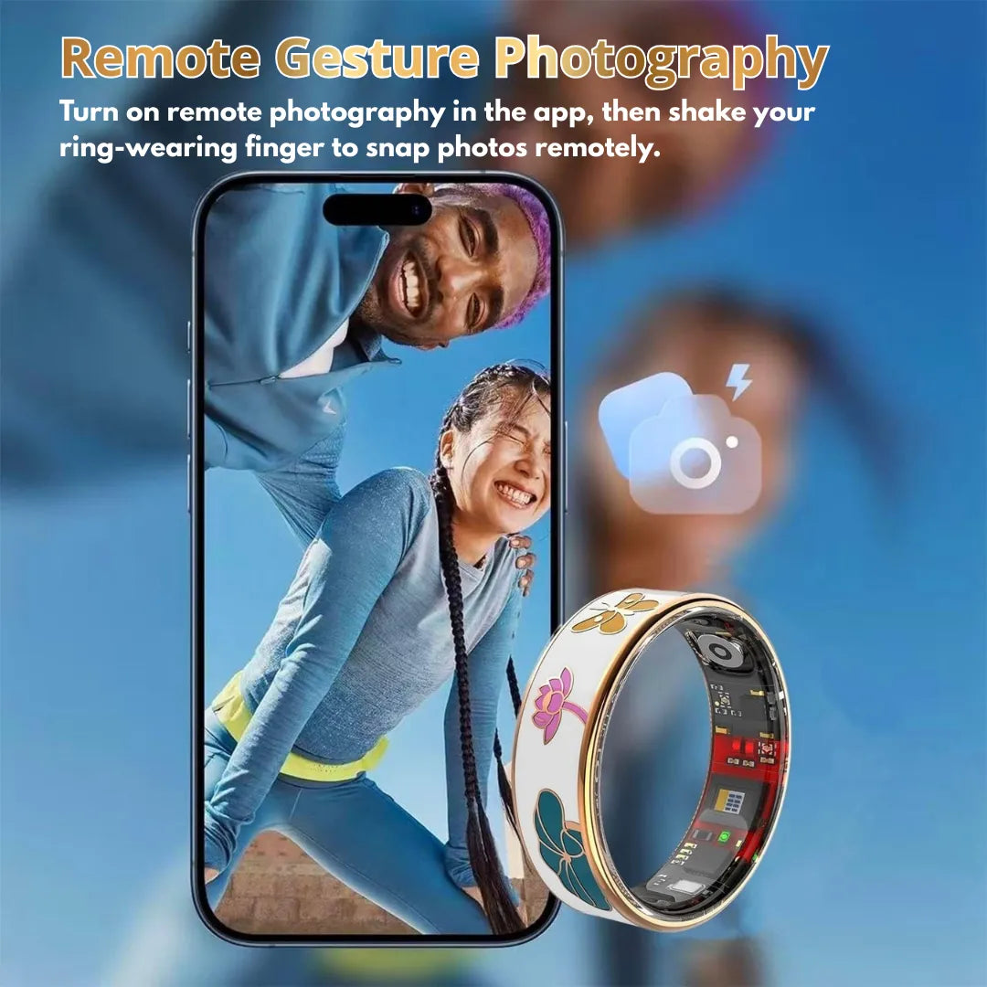 Artisan Enamel Smart Ring for Women | Rose Gold Health & Sleep Tracker | No Monthly Fees