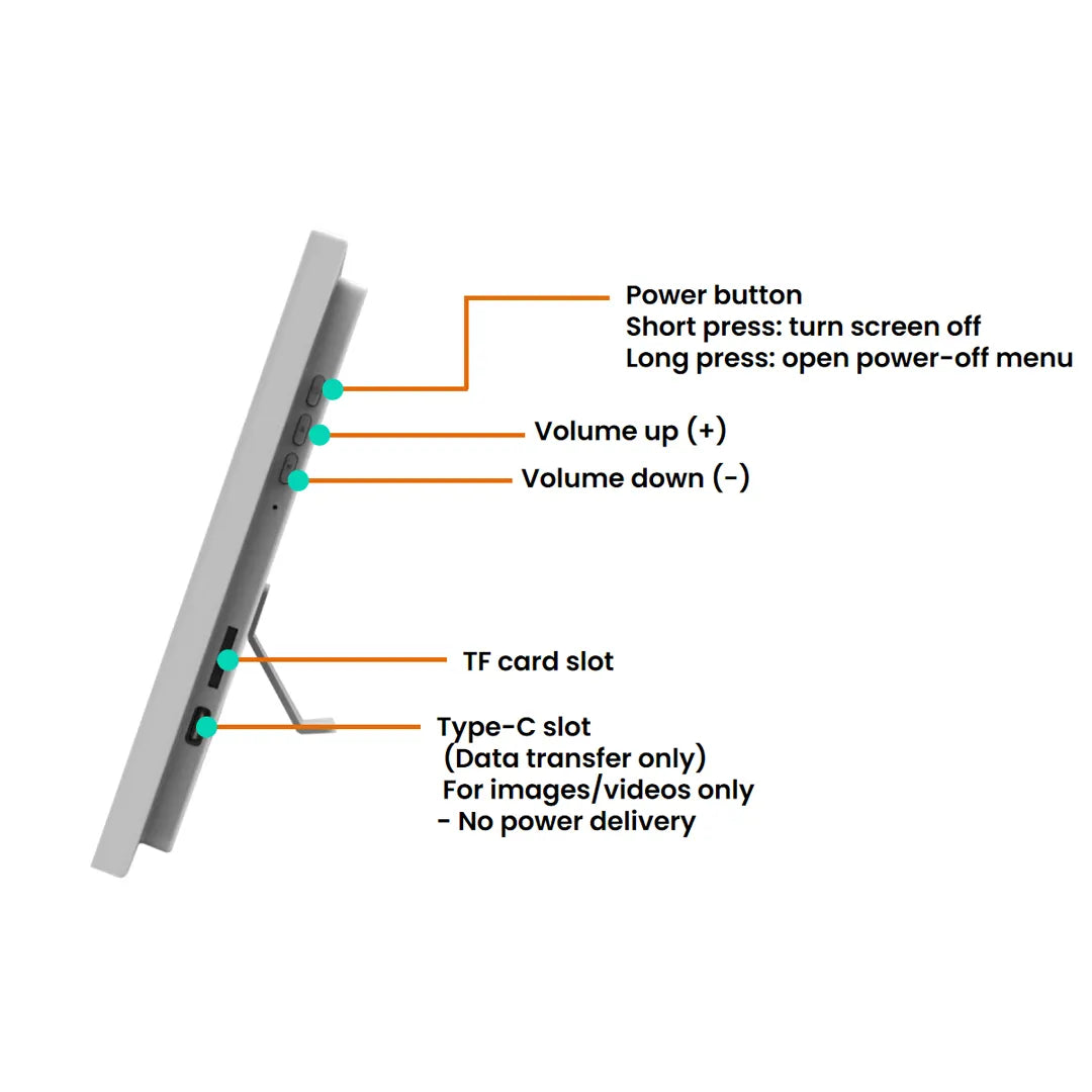 Pintura 10.1" Cordless Digital Picture Frame with Battery (7350mAh) - FHD 1920x1200 Touch Screen, Magnetic Charging, 64GB ROM