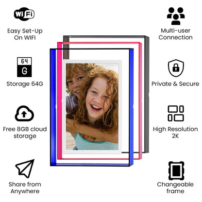 Pinpin Acrylic WiFi Digital Frame | 2K IPS & No Monthly Fees