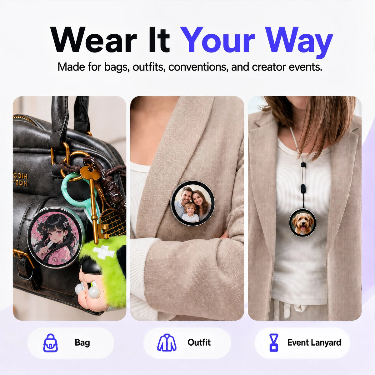 Pintura Smart Digital Badge | Wearable GIF Player | Video Display Pin ...