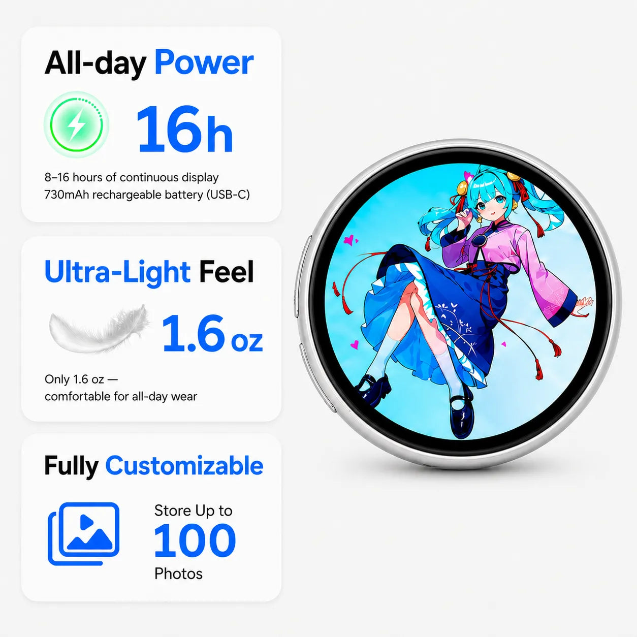 Smart Digital Badge & Wearable GIF Player — For Ita Bags, Cosplay & Events