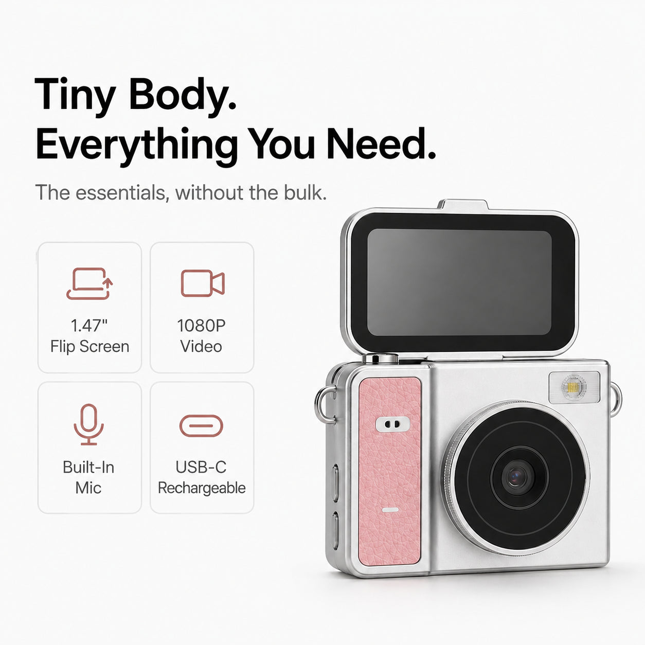 Pintura Mini Keychain Camera with Flip Screen