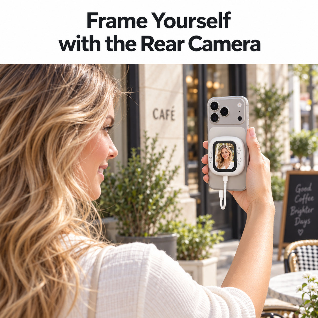 Pintura 2.01" Magnetic Selfie Monitor – Wired Rear Camera Screen for iPhone & Android