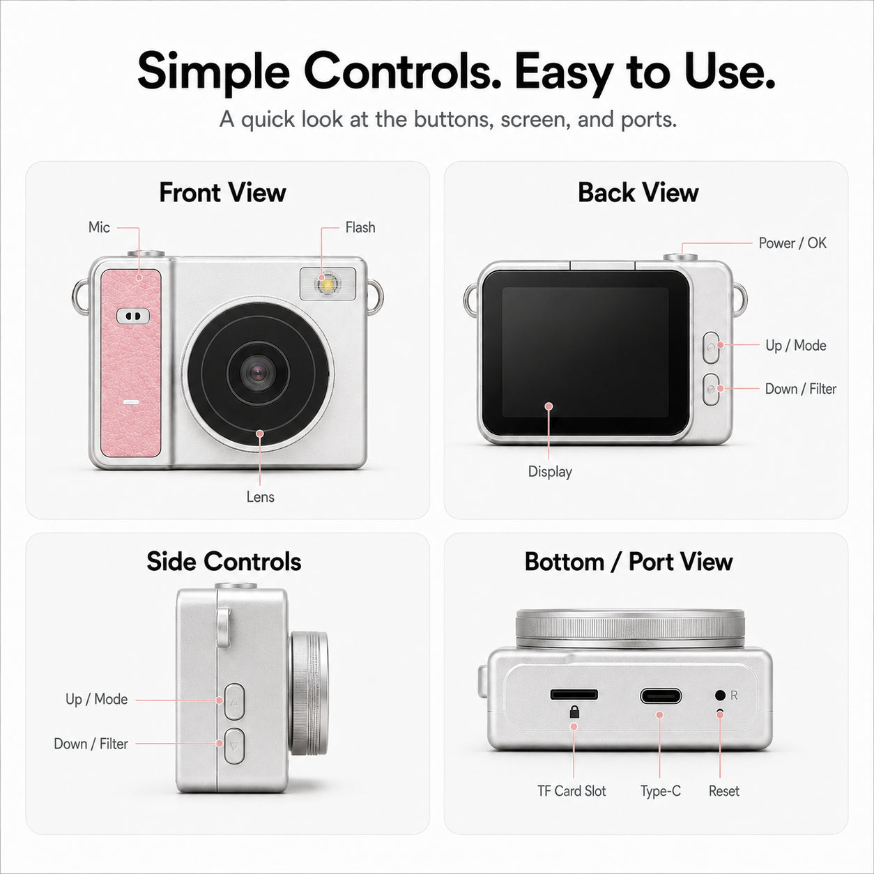 Pintura Mini Keychain Camera with Flip Screen