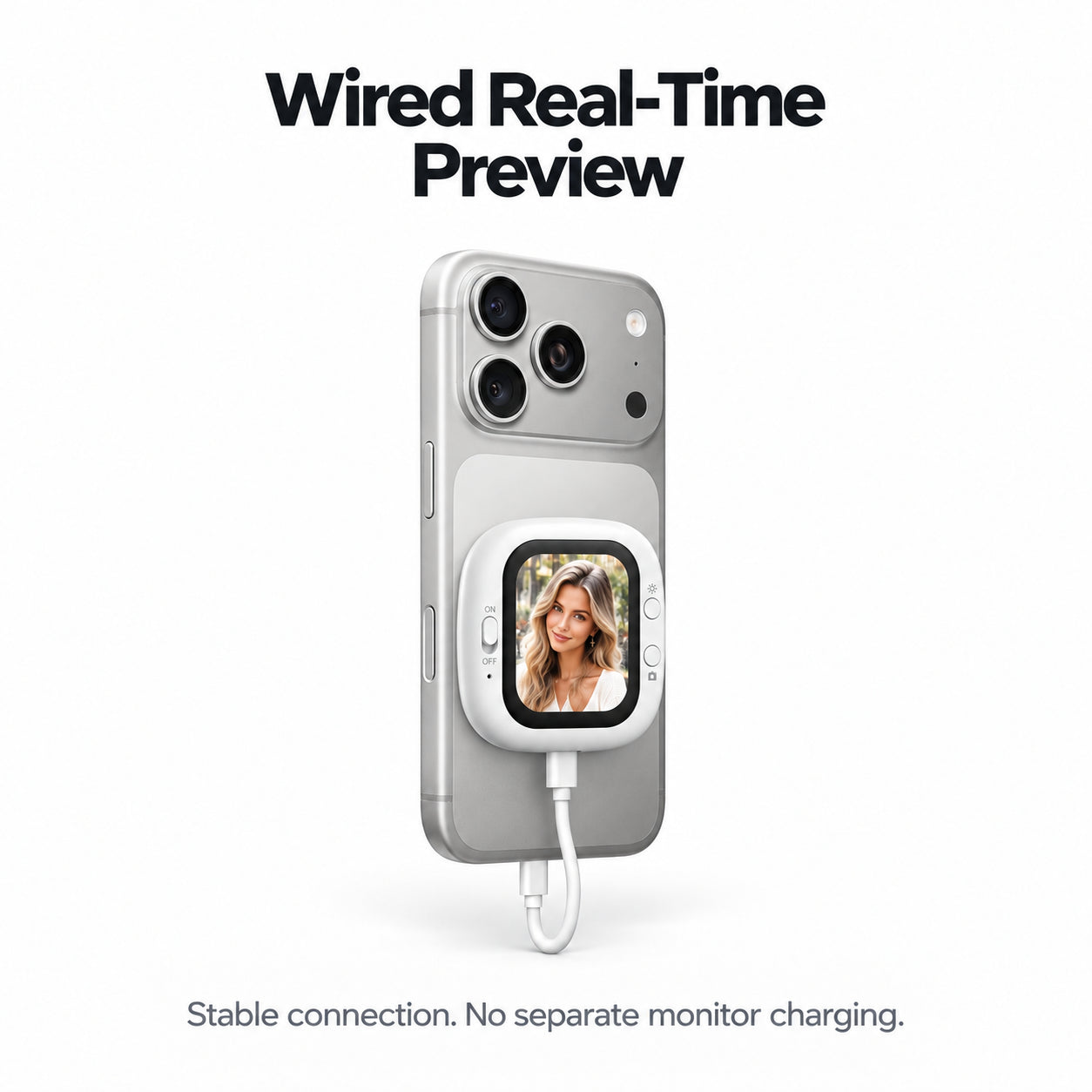 Pintura 2.01" Magnetic Selfie Monitor – Wired Rear Camera Screen for iPhone & Android